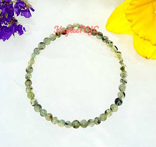 Natural Prehnite 4mm 7.5” Crystal Healing Bracelets
