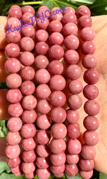 6mm Natural Pink Rhodonite Crystal Healing Stretch Bracelets