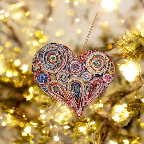 Lopsided Heart Ornament - Recycled Paper