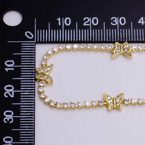 7" Gold Filled Clear CZ Butterfly Tennis Chain Bracelet