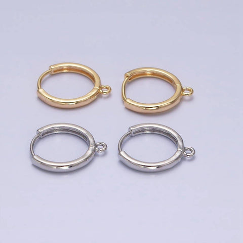16K Gold Filled Thin 15.5mm Huggie Hoop Open Loop Earrings Supply in Silver & Gold | Z-210 Z-221