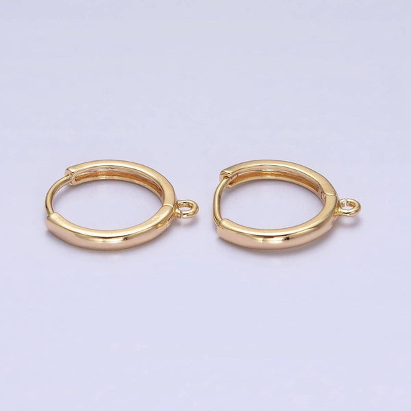 16K Gold Filled Thin 15.5mm Huggie Hoop Open Loop Earrings Supply in Silver & Gold | Z-210 Z-221
