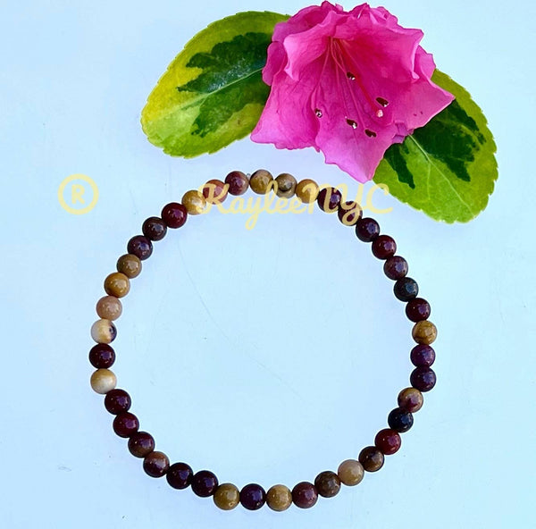 Natural Mookaite Jasper 4mm 7.5” Crystal Stretch Bracelets