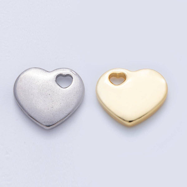 18K Gold Plated 16mm Heart-Shaped Open Loop Heart Beads | B290