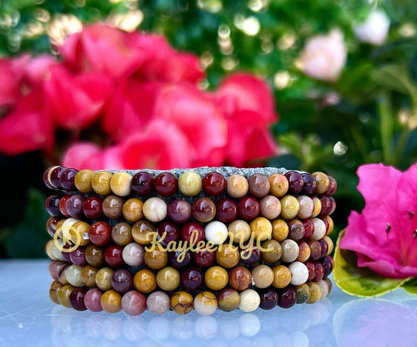 Natural Mookaite Jasper 4mm 7.5” Crystal Stretch Bracelets