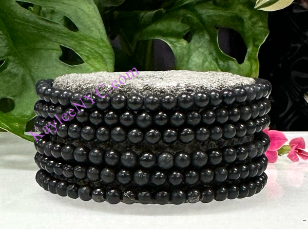 Natural Shungite 4mm Crystal Healing Stretch Bracelet 7.5"