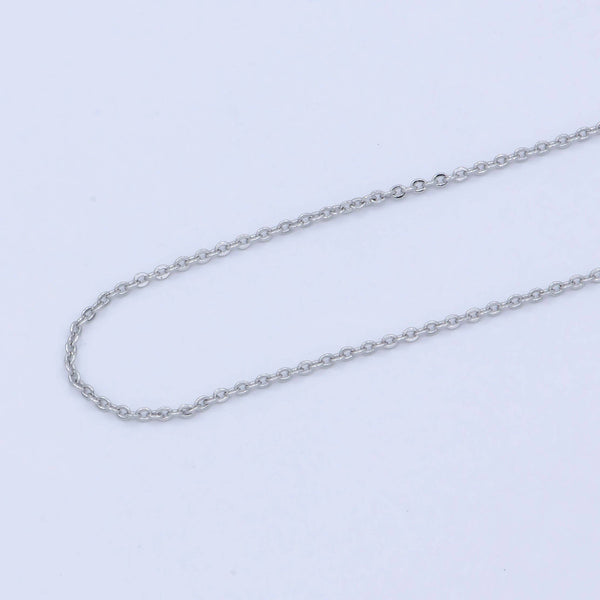 Clearance Pricing BLOWOUT White Gold Filled 0.8mm Dainty Rolo Cable 16 Inch Choker Necklace w. Extender | WA-239
