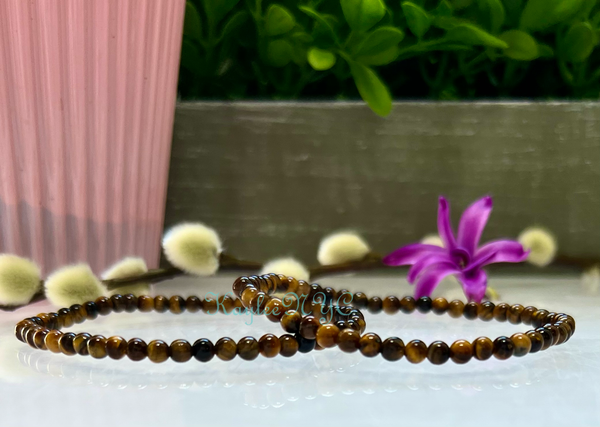 4mm Natural Tiger Eye Crystal Healing Stretch Bracelet 7.5"