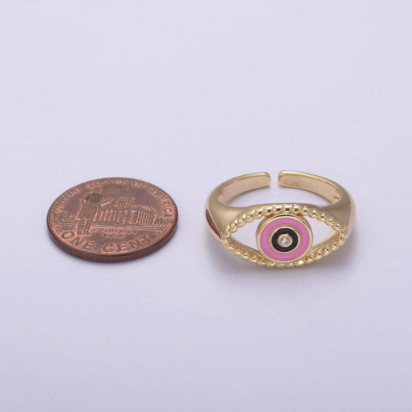 Gold Filled Colorful Evil Eye Open Ring U254 U255 U256 U257