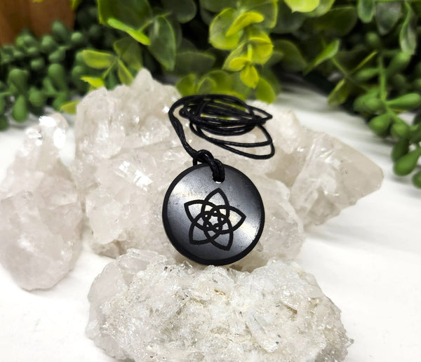Shungite Pendant Five Point Celtic Knot with Cord