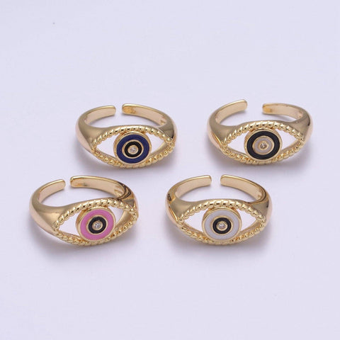 Gold Filled Colorful Evil Eye Open Ring U254 U255 U256 U257