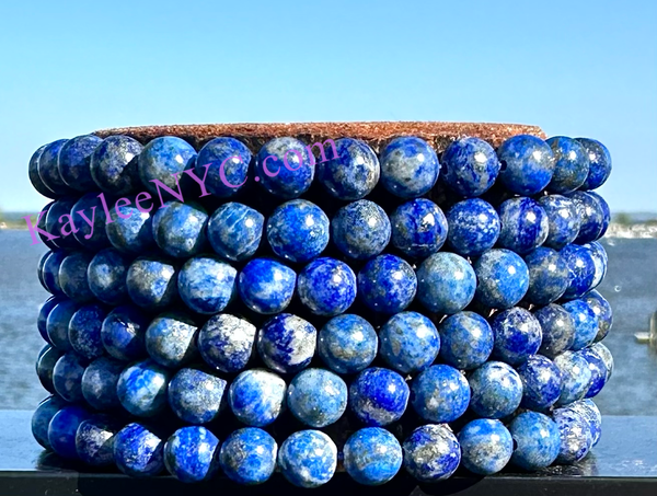 6mm Natural Lapis Lazuli Crystal Healing Stretch Energy 7.5"