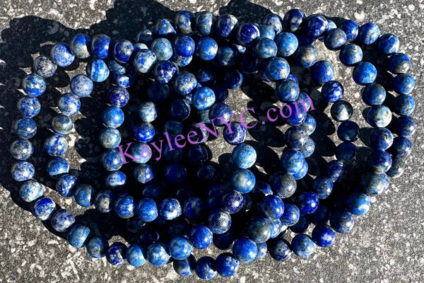 6mm Natural Lapis Lazuli Crystal Healing Stretch Energy 7.5"