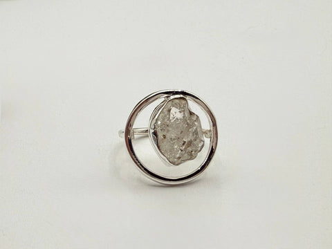 Herkimer Diamond Rough Gemstone 925/Sterling Silver Ring