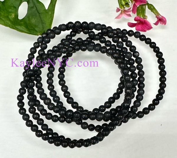 Natural Shungite 4mm Crystal Healing Stretch Bracelet 7.5"