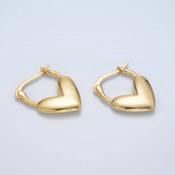 24K Gold Filled Minimal Heart Latch Hoop Earring | AB-1242