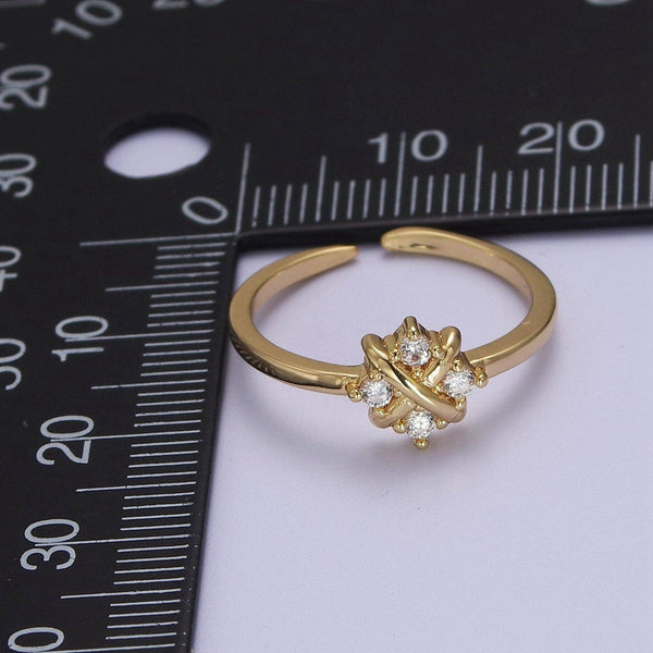 Dainty Gold Flower Ring Open Adjustable Ring S-529