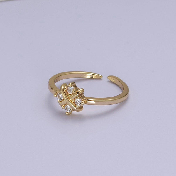 Dainty Gold Flower Ring Open Adjustable Ring S-529