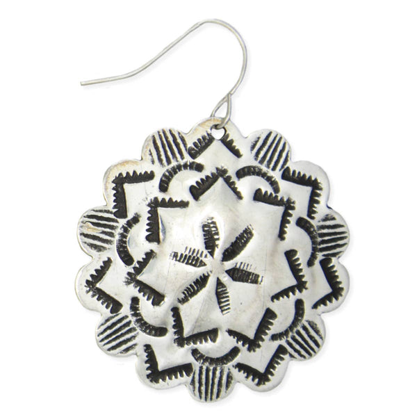 Textured Silver Concho Earrings