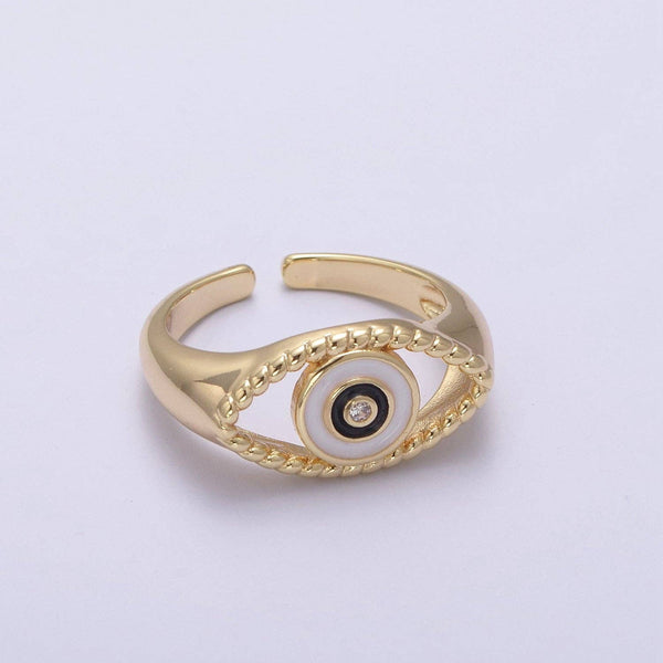 Gold Filled Colorful Evil Eye Open Ring U254 U255 U256 U257