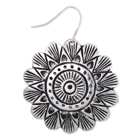 Southwest Sun Silver Flower Earrings