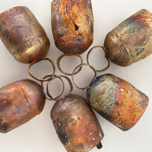 2 1/4" round top brass bell ornament 16 colors velvet ribbon