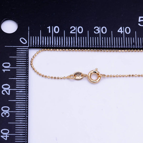 18K Gold Filled 1mm Bead Chain 20 Inch Necklace | WA-2498