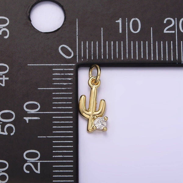 14K Gold Filled 14mm Cactus Plant CZ Add-On Mini Charm | AG198