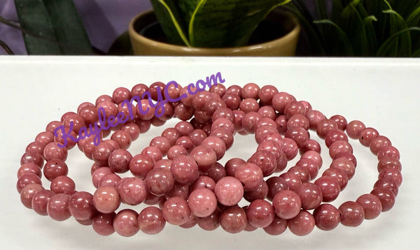 6mm Natural Pink Rhodonite Crystal Healing Stretch Bracelets