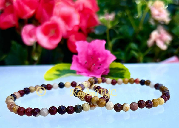 Natural Mookaite Jasper 4mm 7.5” Crystal Stretch Bracelets