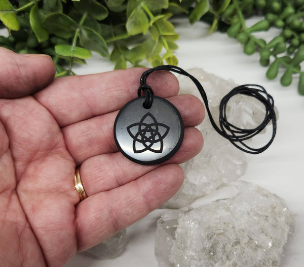 Shungite Pendant Five Point Celtic Knot with Cord