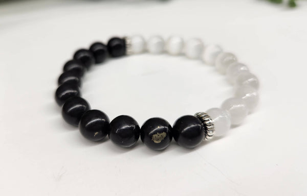 PROTECTION - Shungite & Selenite Bracelet 8mm beads