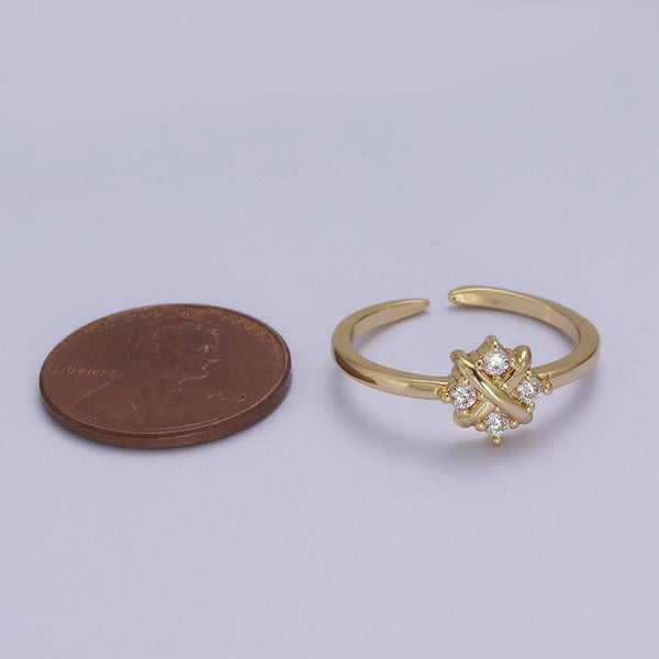 Dainty Gold Flower Ring Open Adjustable Ring S-529