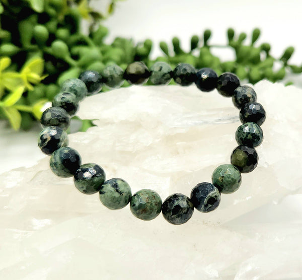 Kambaba Jasper 8mm Faceted Stretchable Bracelet-7.5" Long