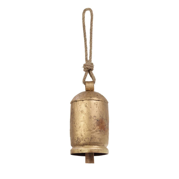 7.75" Long Gold Bell with Jute Christmas Decor