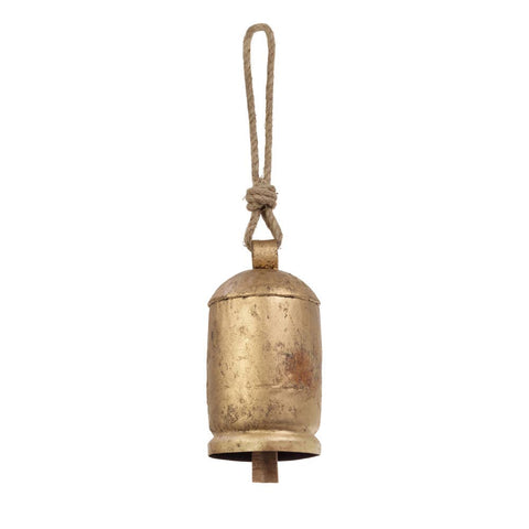 7.75" Long Gold Bell with Jute Christmas Decor