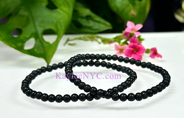 Natural Shungite 4mm Crystal Healing Stretch Bracelet 7.5"