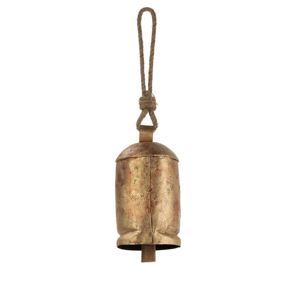 7.75" Long Gold Bell with Jute Christmas Decor