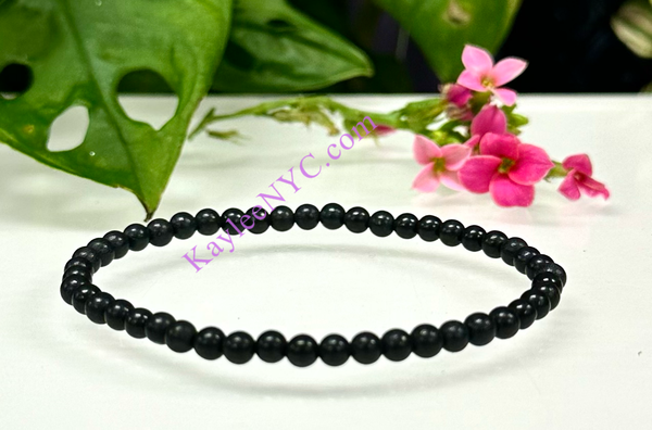 Natural Shungite 4mm Crystal Healing Stretch Bracelet 7.5"
