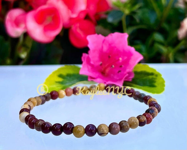 Natural Mookaite Jasper 4mm 7.5” Crystal Stretch Bracelets