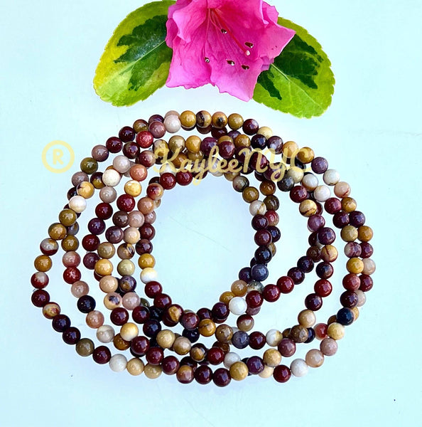 Natural Mookaite Jasper 4mm 7.5” Crystal Stretch Bracelets