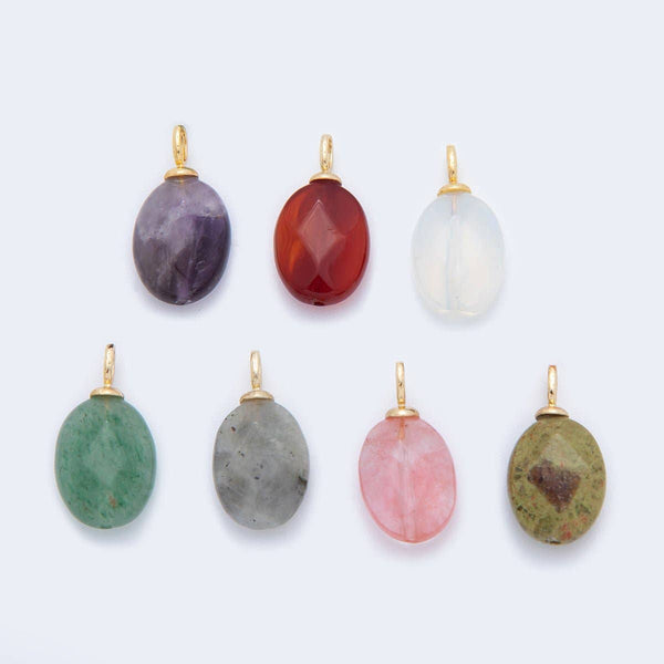 18K Gold Filled Multifaceted Gemstone Drop Pendant | AF80