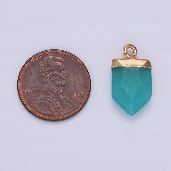 Gemstone Pointed Pendant Stone Crystal, Amethyst, Quartz, Labradorite, Amazonite, Teal Gold Plated N1728 N1729 N1730 N1731 N1732