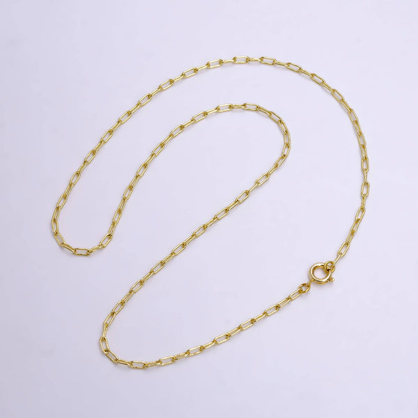 14K Gold Filled 2mm Paperclip 18 Inch, 16 Inch, 20 Inch Paperclip Choker Layering Chain Necklace | WA-2225 ~ WA-2227