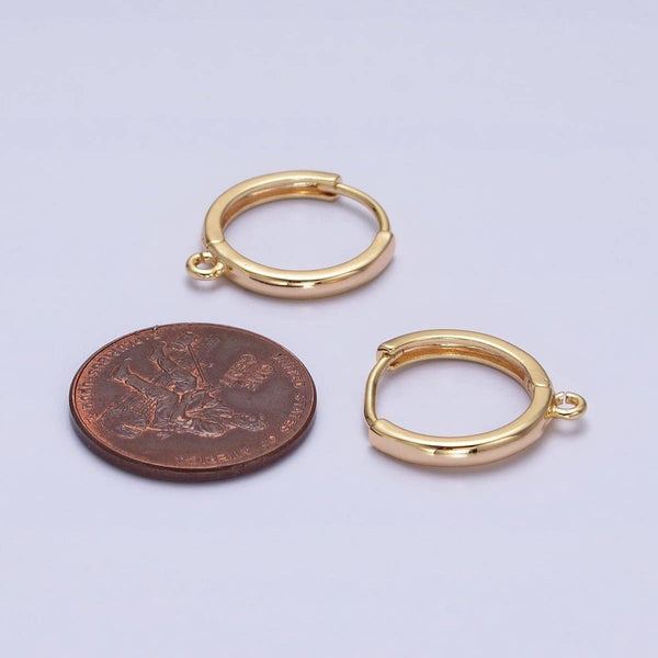 16K Gold Filled Thin 15.5mm Huggie Hoop Open Loop Earrings Supply in Silver & Gold | Z-210 Z-221