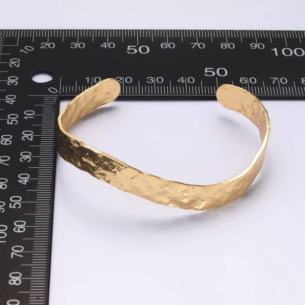 24K Gold Filled Hammered Band Cuff Bracelet | WA-2655